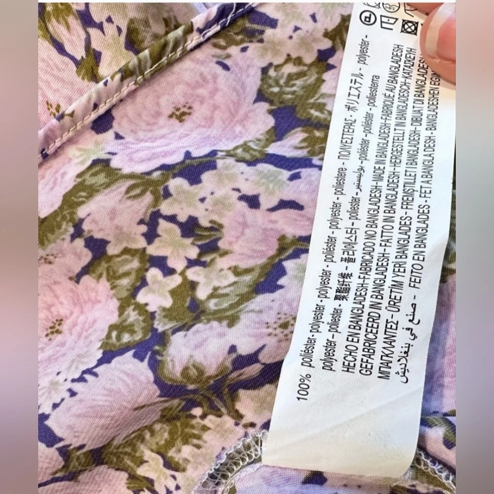 (SOLD) ZARA Satin Effect Mock Neck Longsleeve Dress XL, Purple/Green - Picture 6 of 12